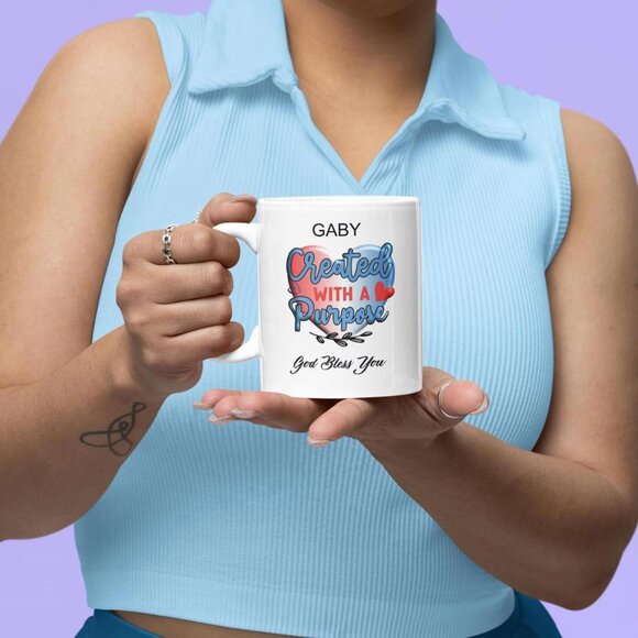 23 Created with a purpose White Mug,  Personalized, 11oz Coffee Mug - Picture 1 of 4